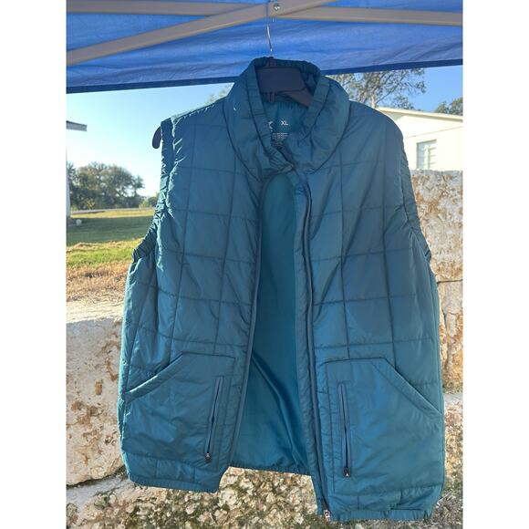 New Xersion Full Zip Puffer Vest Unisex XL Teal Neck Zipped Pockets Warm - Picture 1 of 8